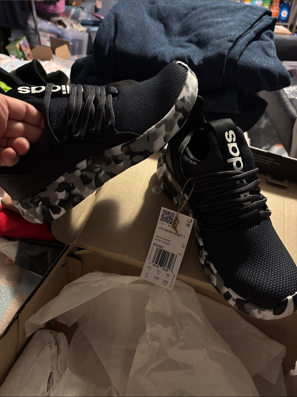 adidas Black Sneakers with Gray Camo Sole